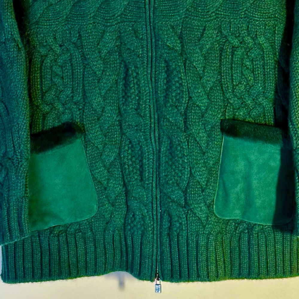 Loro Piana Cashmere & Blue Frosted Fox Zippered Cardigan BNWT - Picture 6 of 15